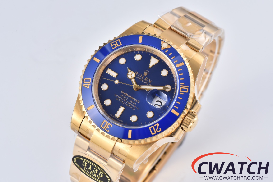 C厂Clean劳力士潜航者型系列m116618lb-0003 全金蓝水鬼「3135机芯」
