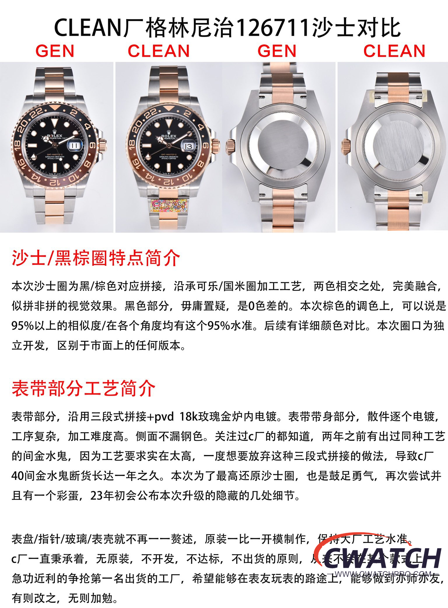 C厂Clean劳力士格林尼治型II系列m126711chnr-0002 间玫金